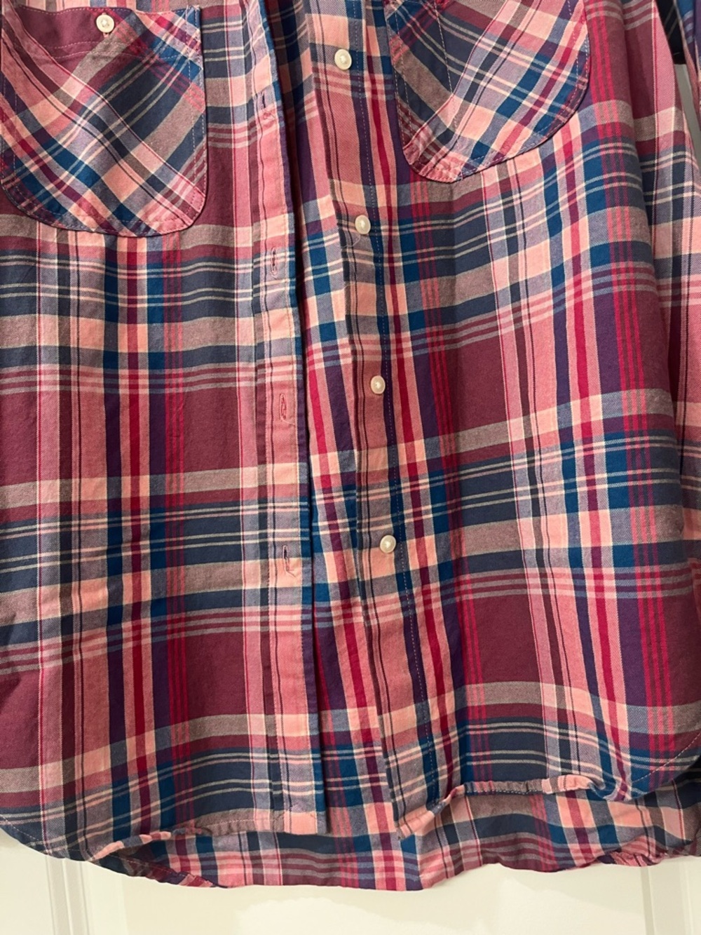 Lauren Ralph Lauren Pink Plaid Button-Down Shirt Long Sleeves Womens Large - Picture 9 of 11